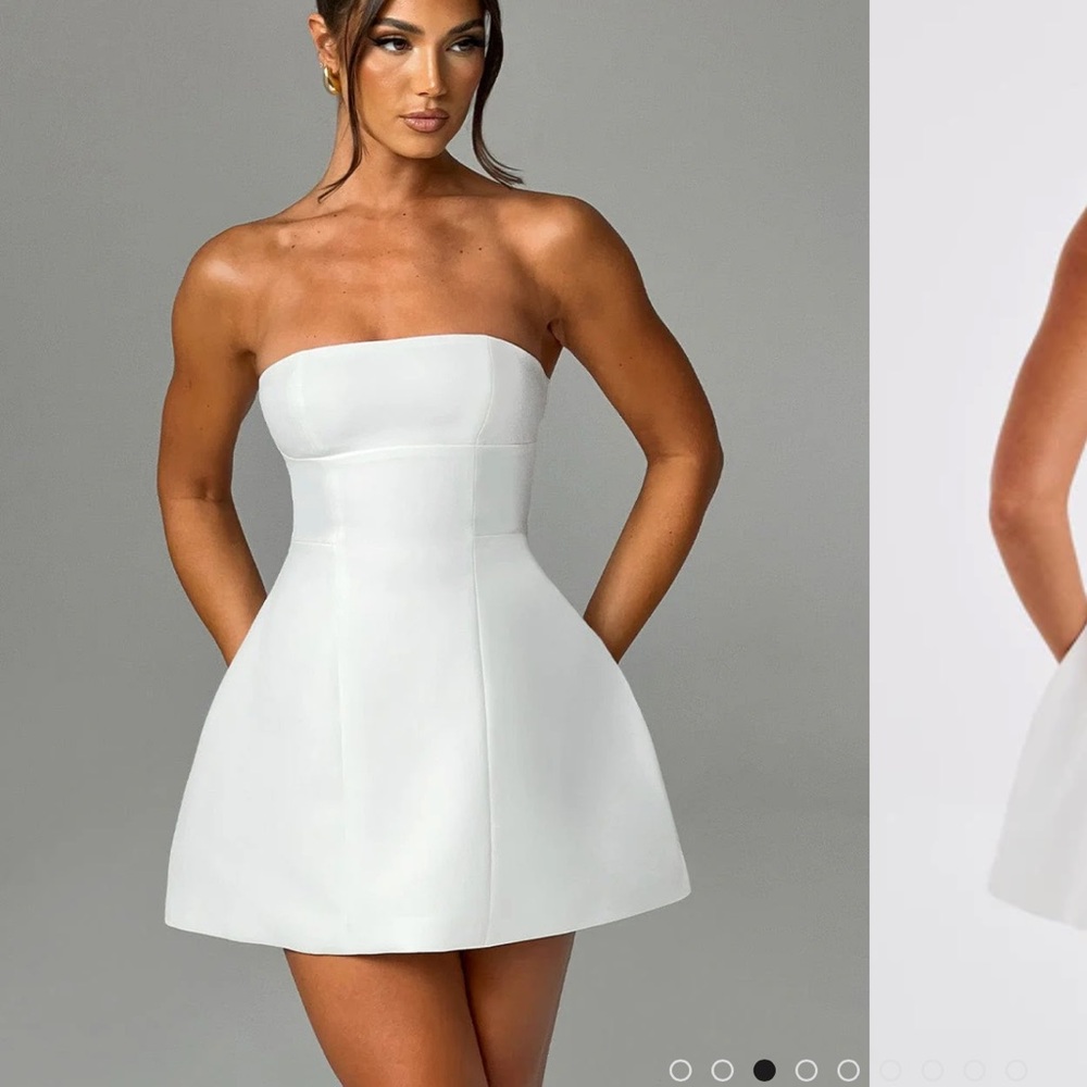 Babyboo White Strapless A-line Cocktail Dress